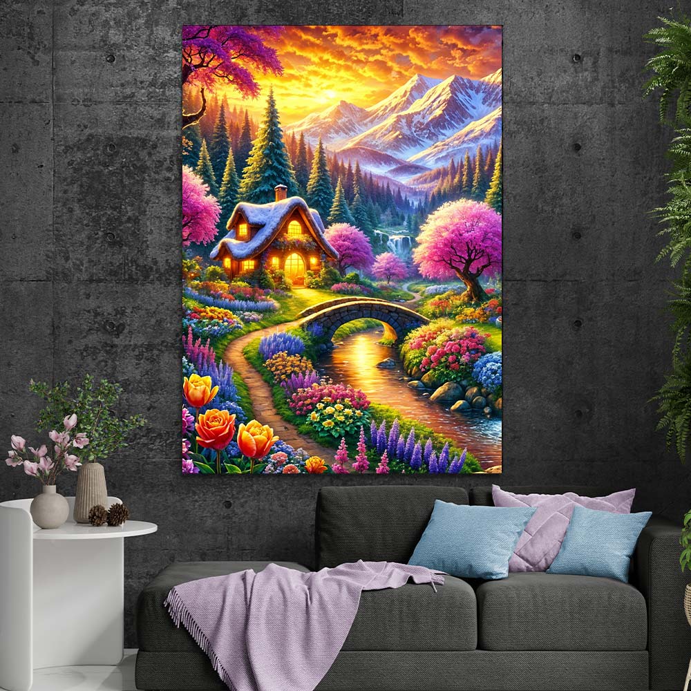 5D Diamond Painting – Blütental der Morgenröte, unique-diamond