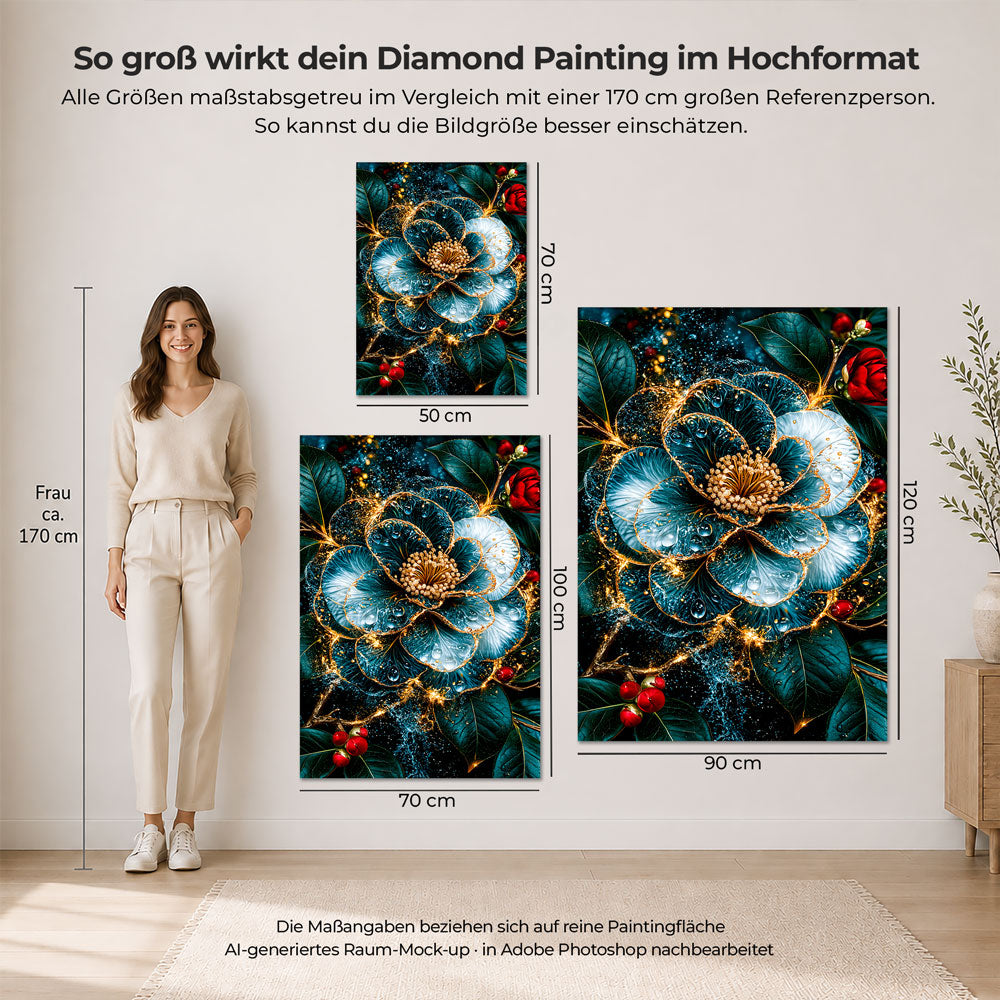 5D Diamond Painting – Blütentraum in Smaragd & Gold