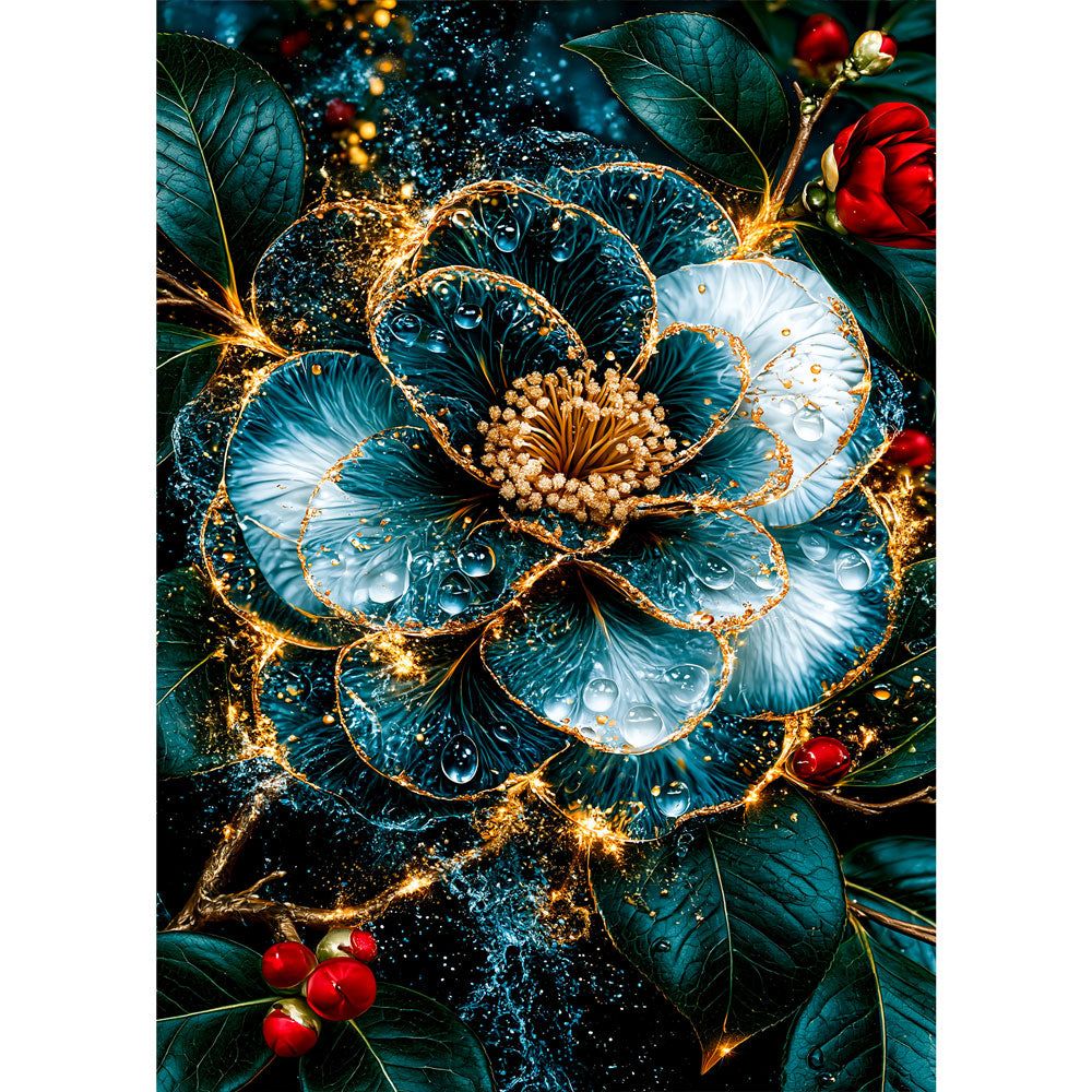 5D Diamond Painting – Blütentraum in Smaragd & Gold | Unique Diamond