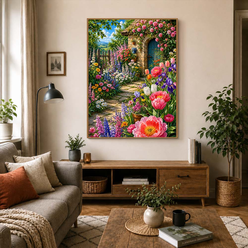 5D Diamond Painting – Blütenzauber am Gartenhaus