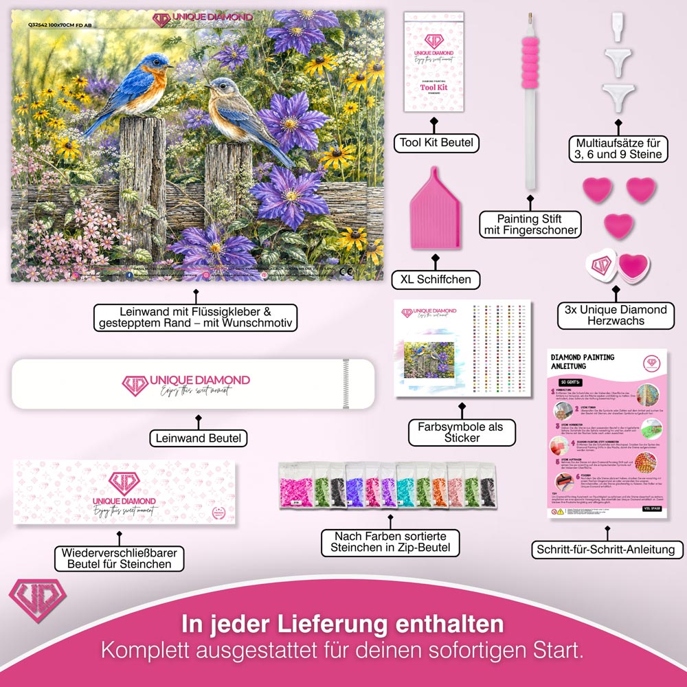 5D Diamond Painting – Blütenzauber der Waldsänger