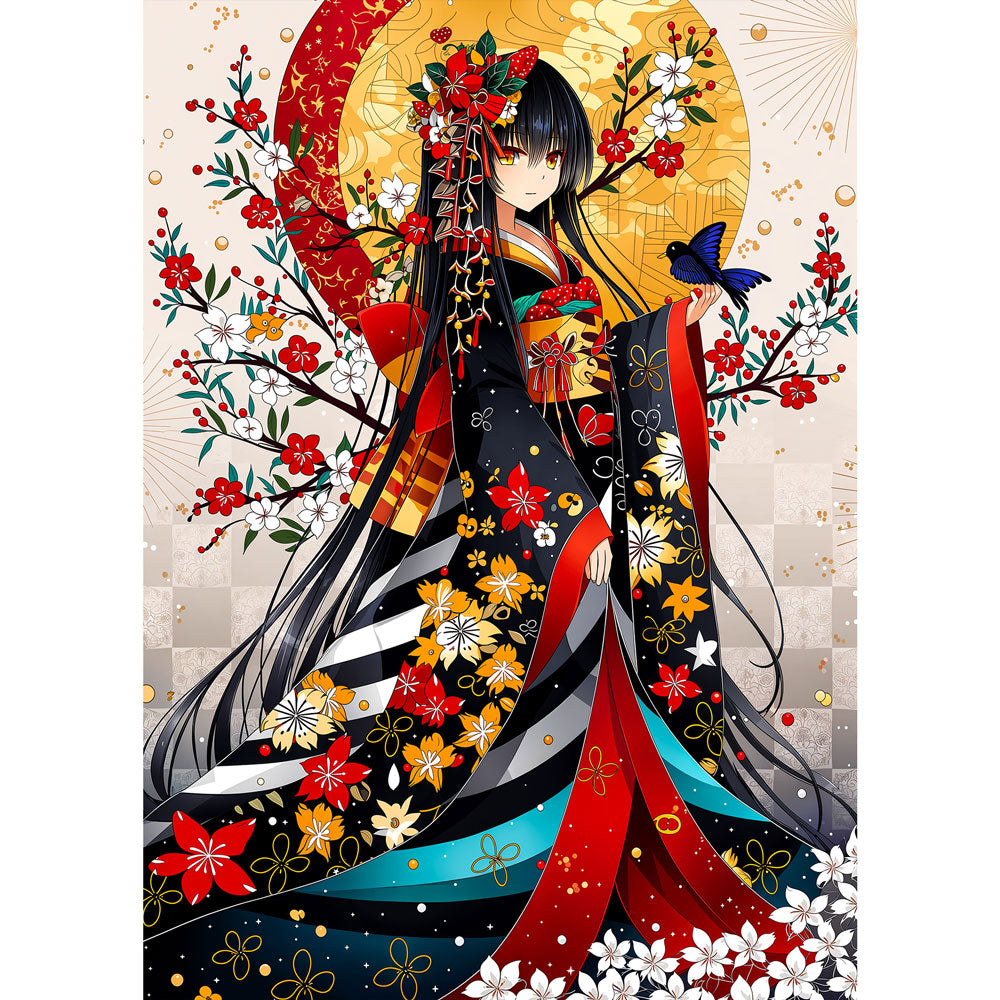 5D Diamond Painting – Blütenzauber des goldenen Mondes | Unique Diamond