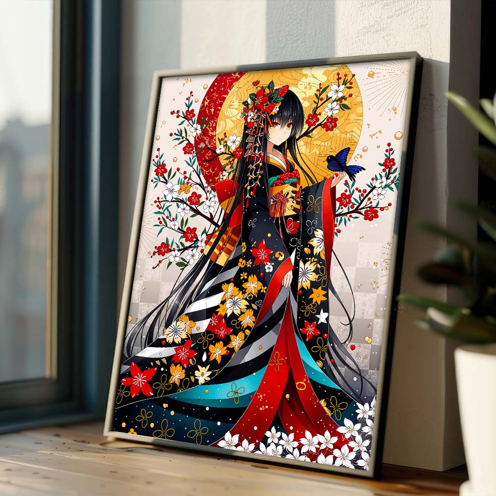 5D Diamond Painting – Blütenzauber des goldenen Mondes