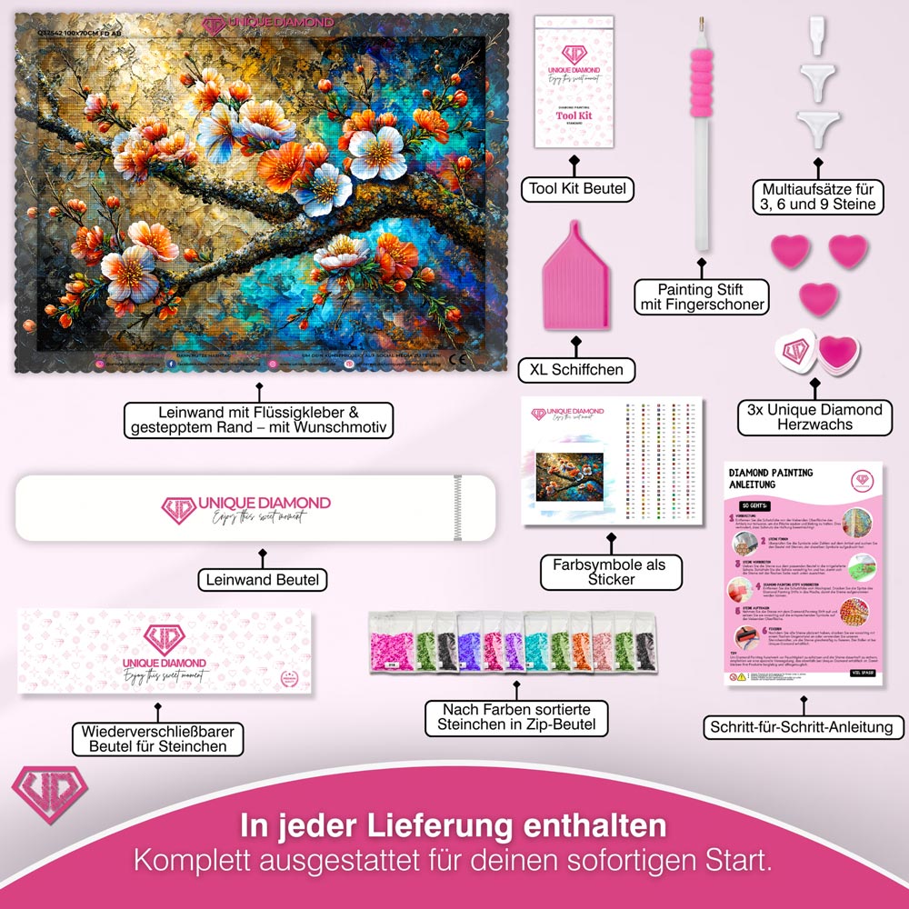 5D Diamond Painting – Blütenzauber im Kristalllicht