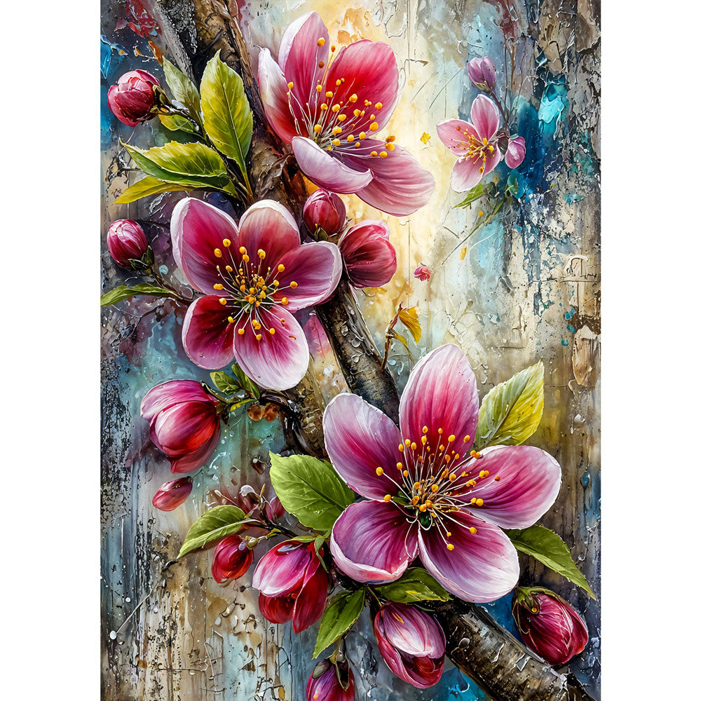 5D Diamond Painting – Blütenzweig in sanfter Frühlingsharmonie | Unique Diamond