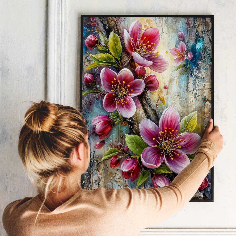 5D Diamond Painting – Blütenzweig in sanfter Frühlingsharmonie