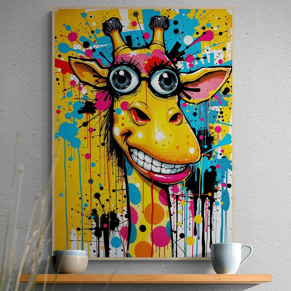 5D Diamond Painting – Bunte Giraffenfreude, Unique-Diamond