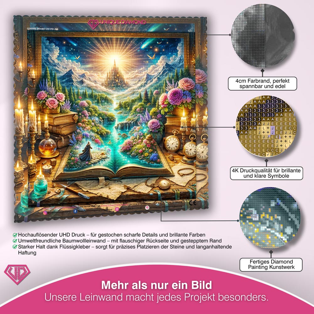 5D Diamond Painting – Blütenportal ins Goldene Licht