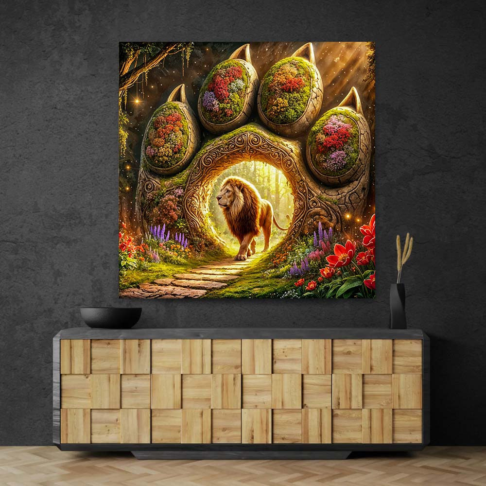 5D Diamond Painting – Das Tor des Löwenkönigs Unique-Diamond