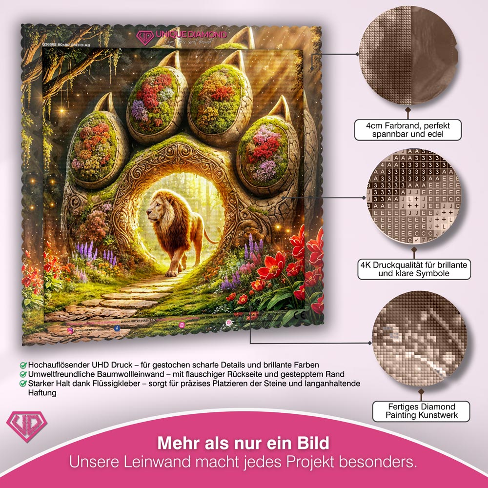 5D Diamond Painting – Das Tor des Löwenkönigs Unique-Diamond