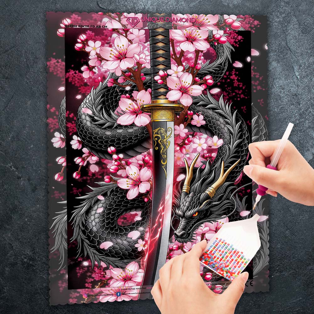 5D Diamond Painting – Drachenklinge der Kirschblüten