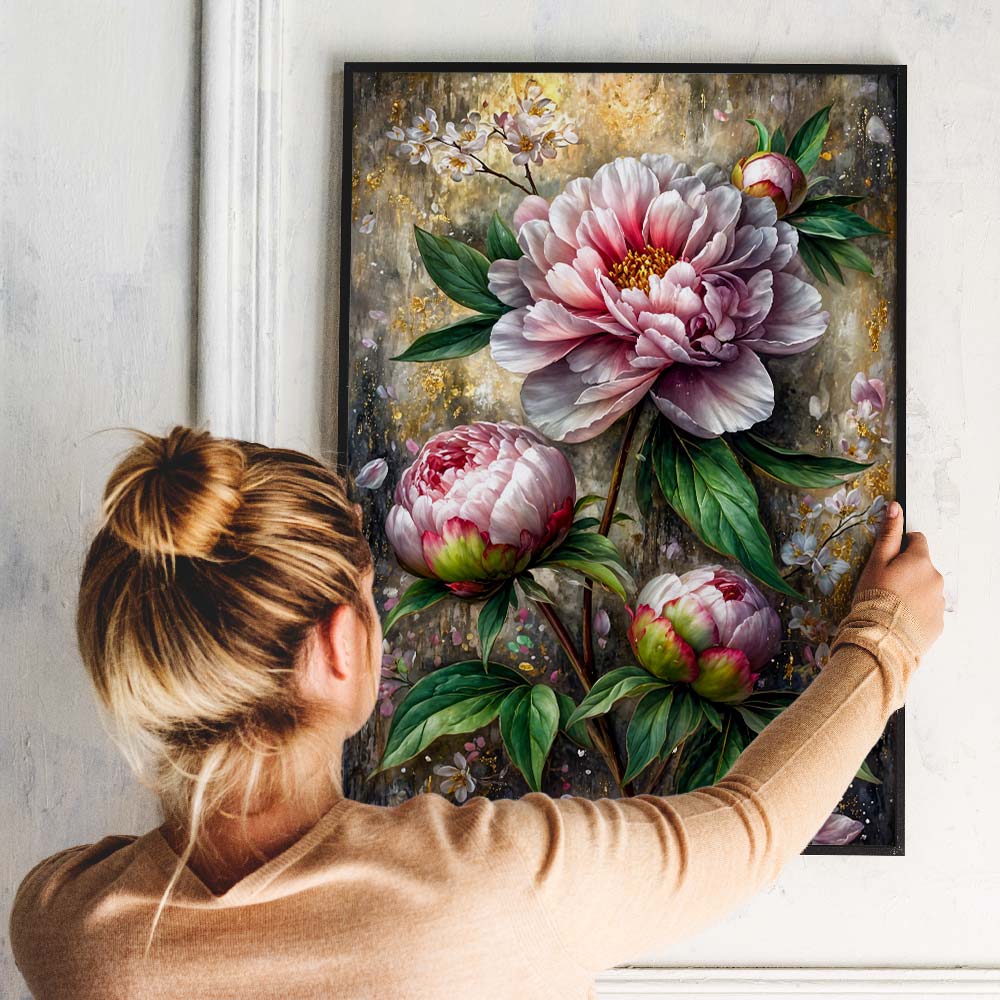 5D Diamond Painting – Edle Pfingstrose in zarter Blütenpracht