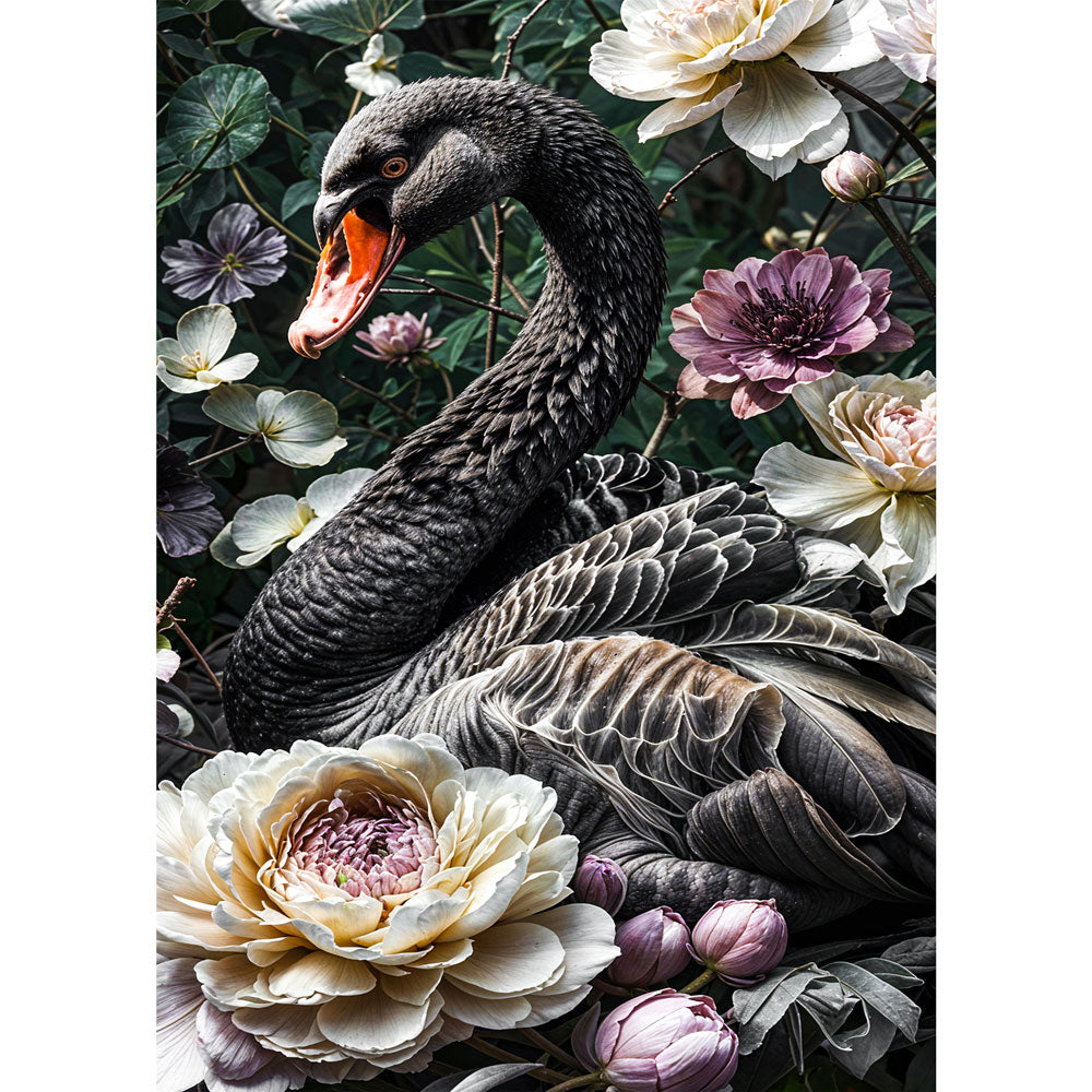 5D Diamond Painting – Eleganz des Schwarzen Schwans, Unique-Diamond