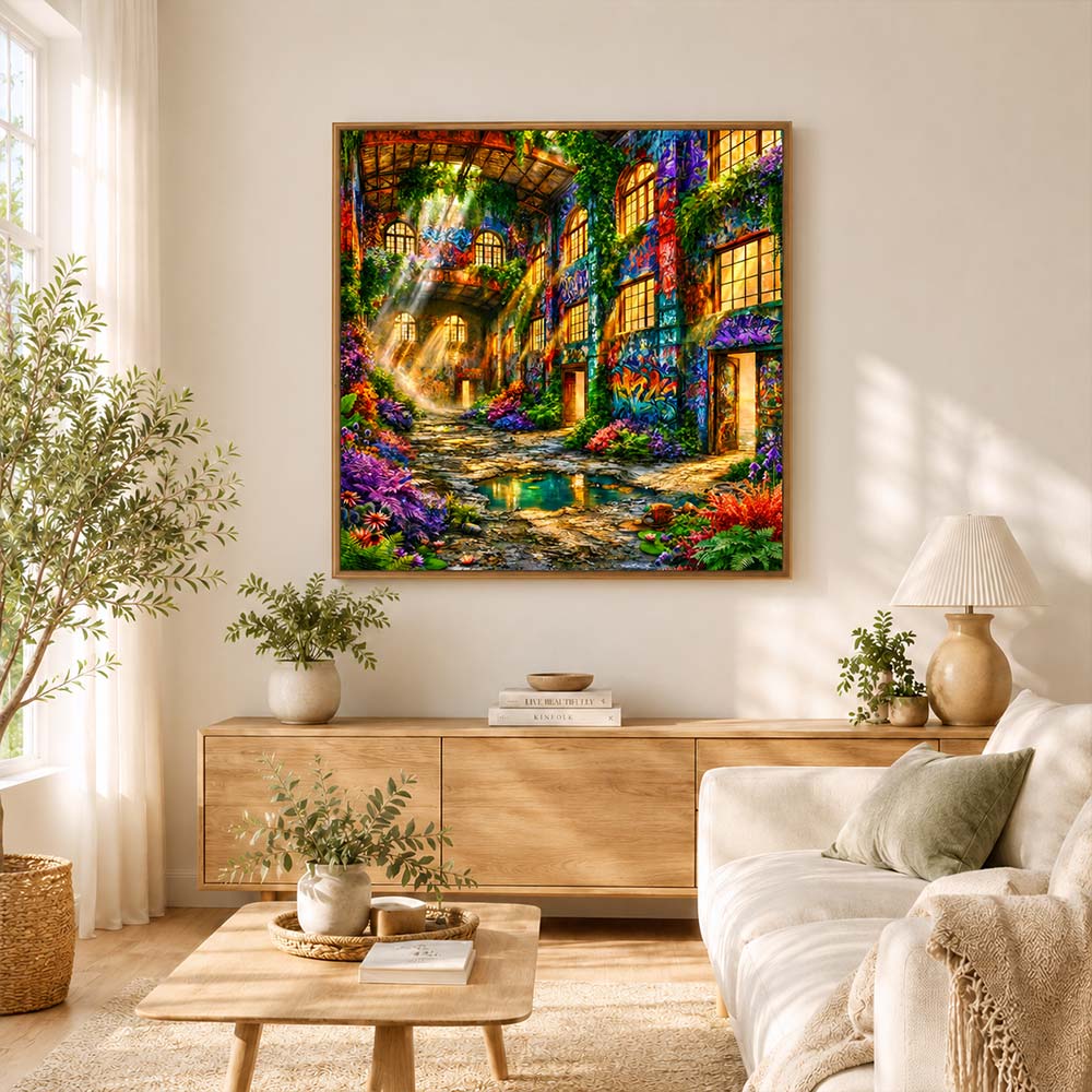 5D Diamond Painting – Elianas leuchtende Urban-Oase