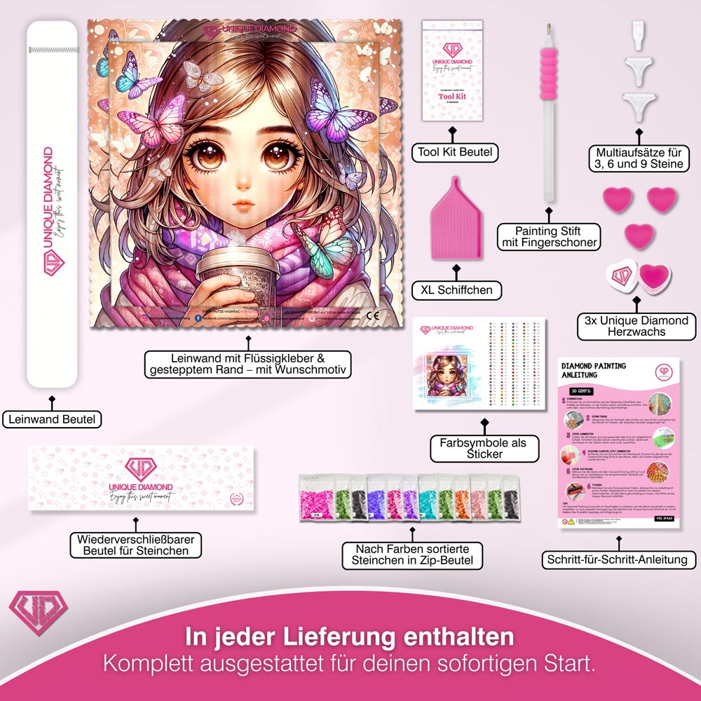 5D Diamond Painting – Elina und die Schmetterlingsstille