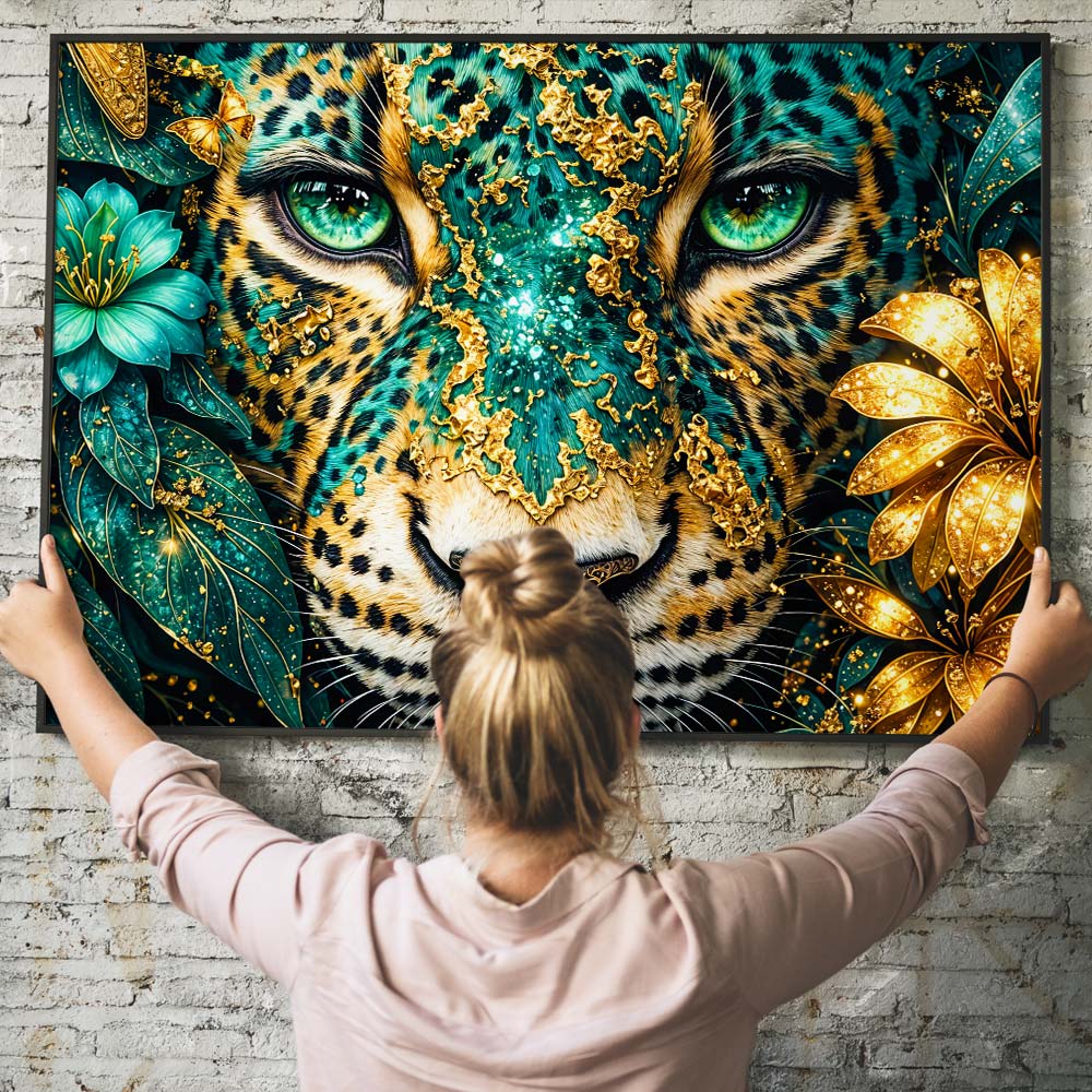 5D Diamond Painting – Emerald Leopard Majesty