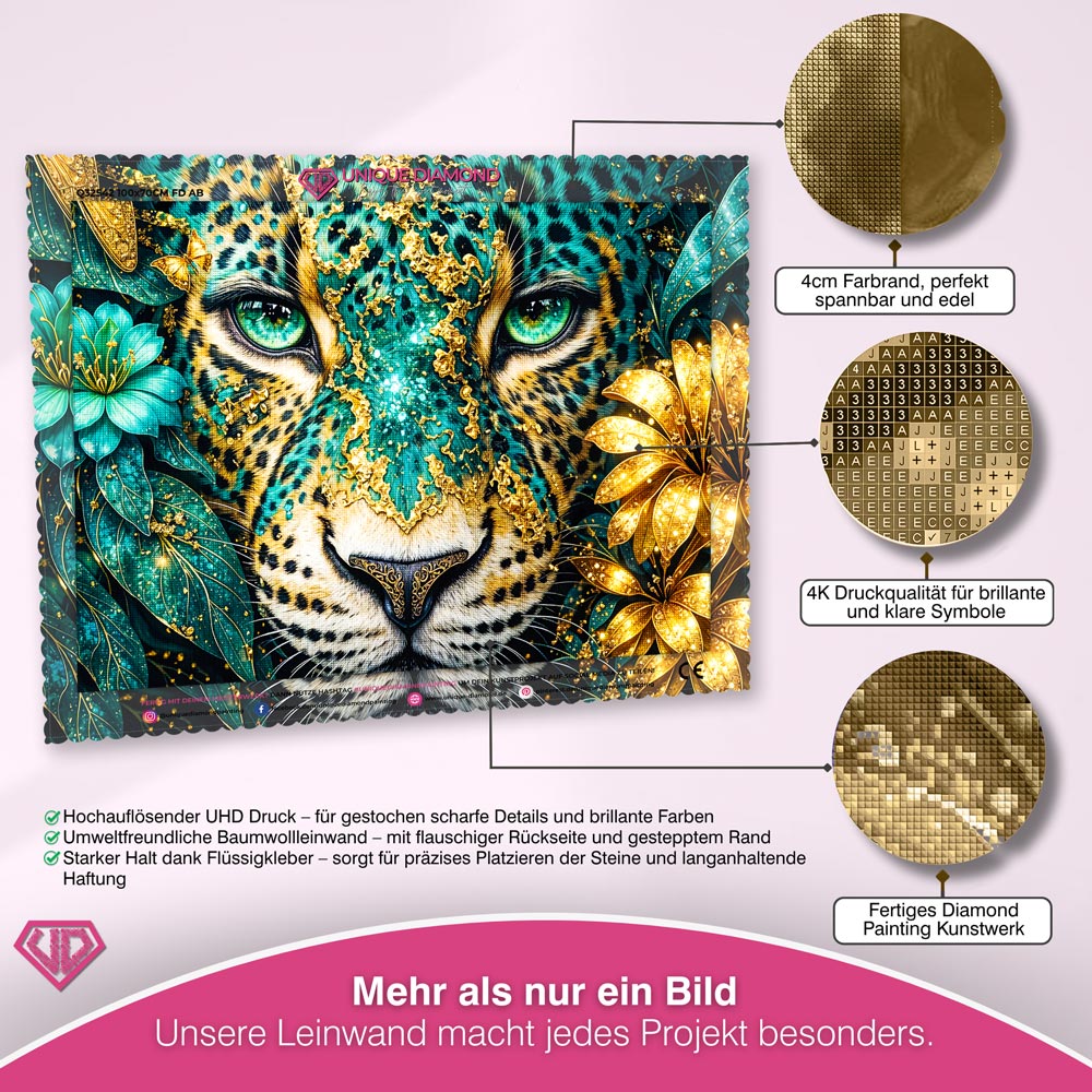 5D Diamond Painting – Emerald Leopard Majesty