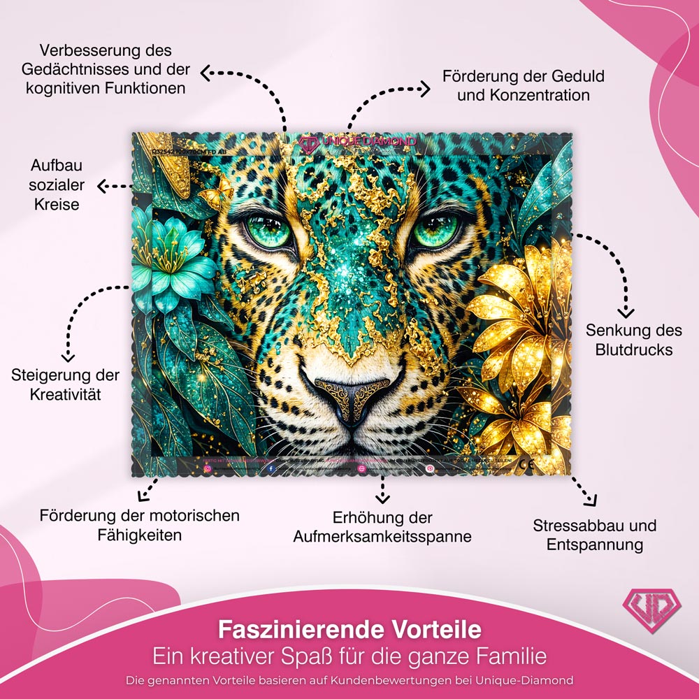 5D Diamond Painting – Emerald Leopard Majesty
