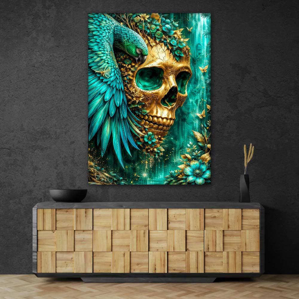 5D Diamond Painting – Emerald Skull Guardian