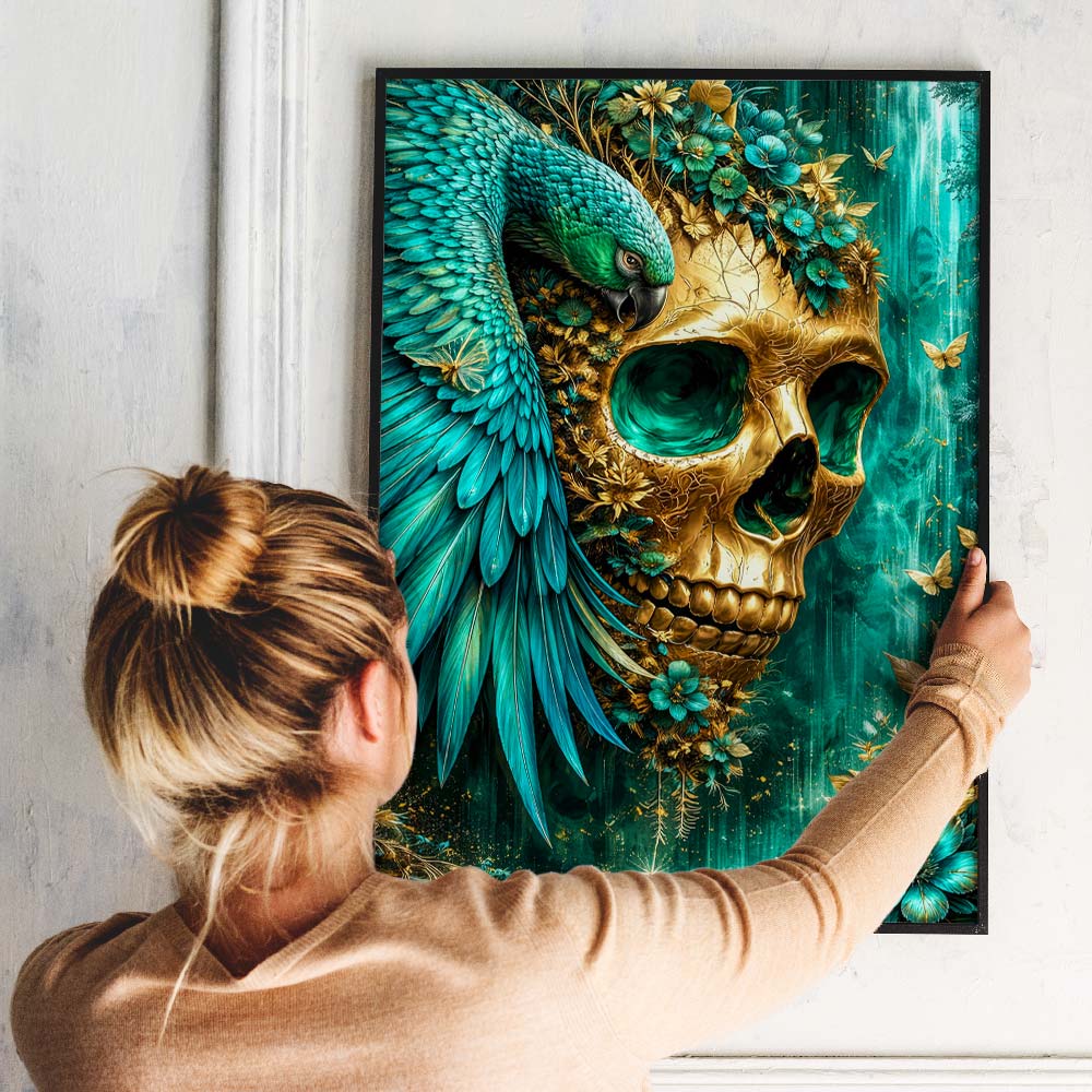 5D Diamond Painting – Emerald Skull Guardian