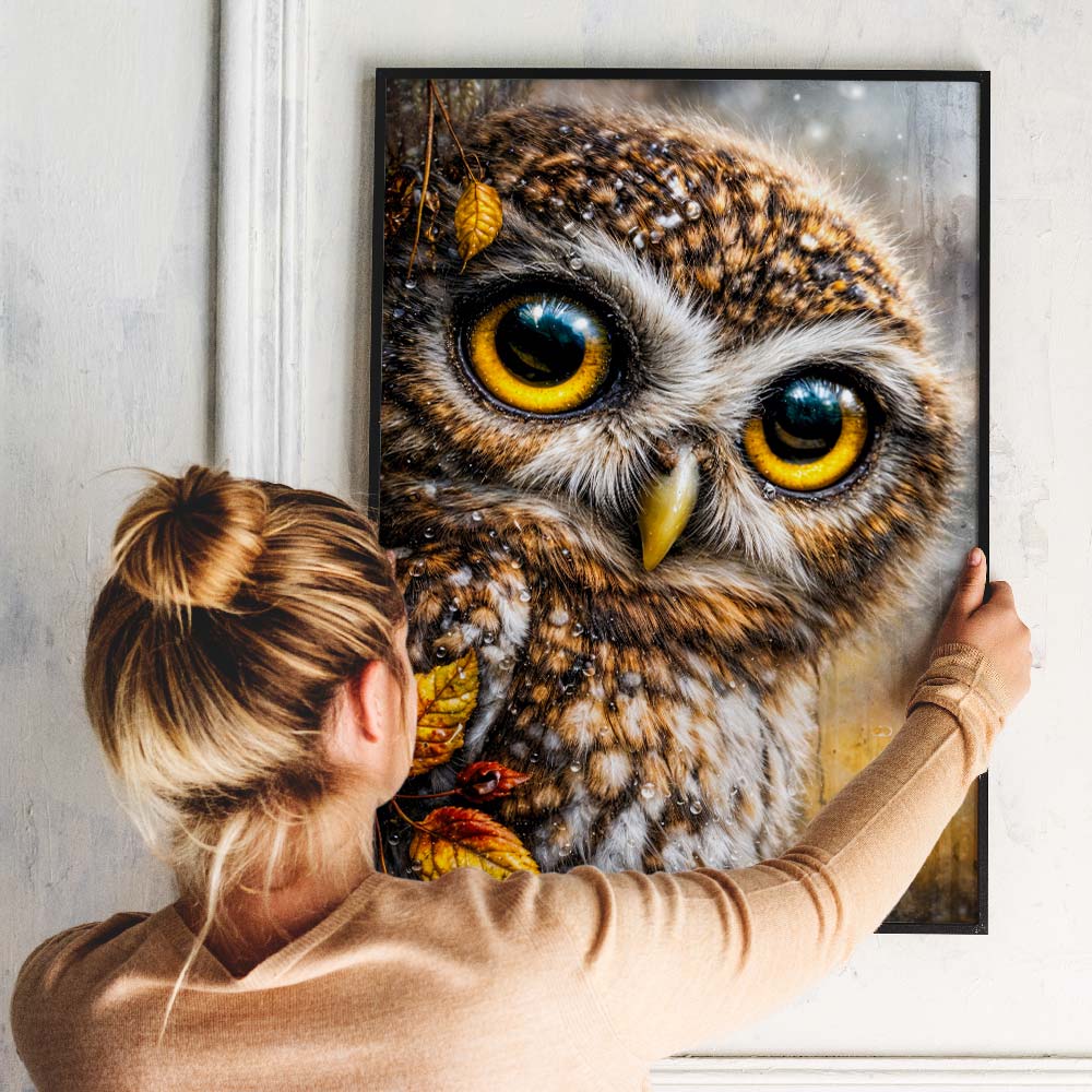 5D Diamond Painting – Eule Arion im Herbstregen