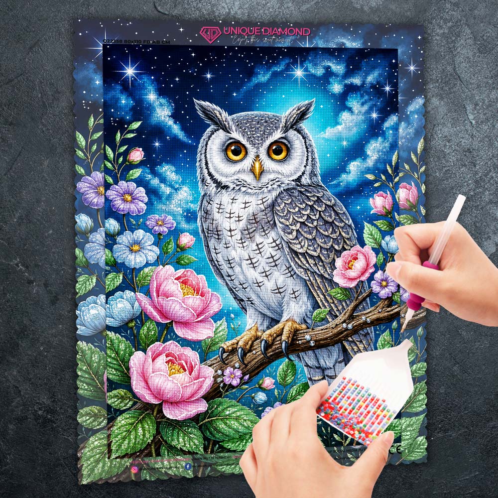 5D Diamond Painting – Eule unter dem Sternenhimmel