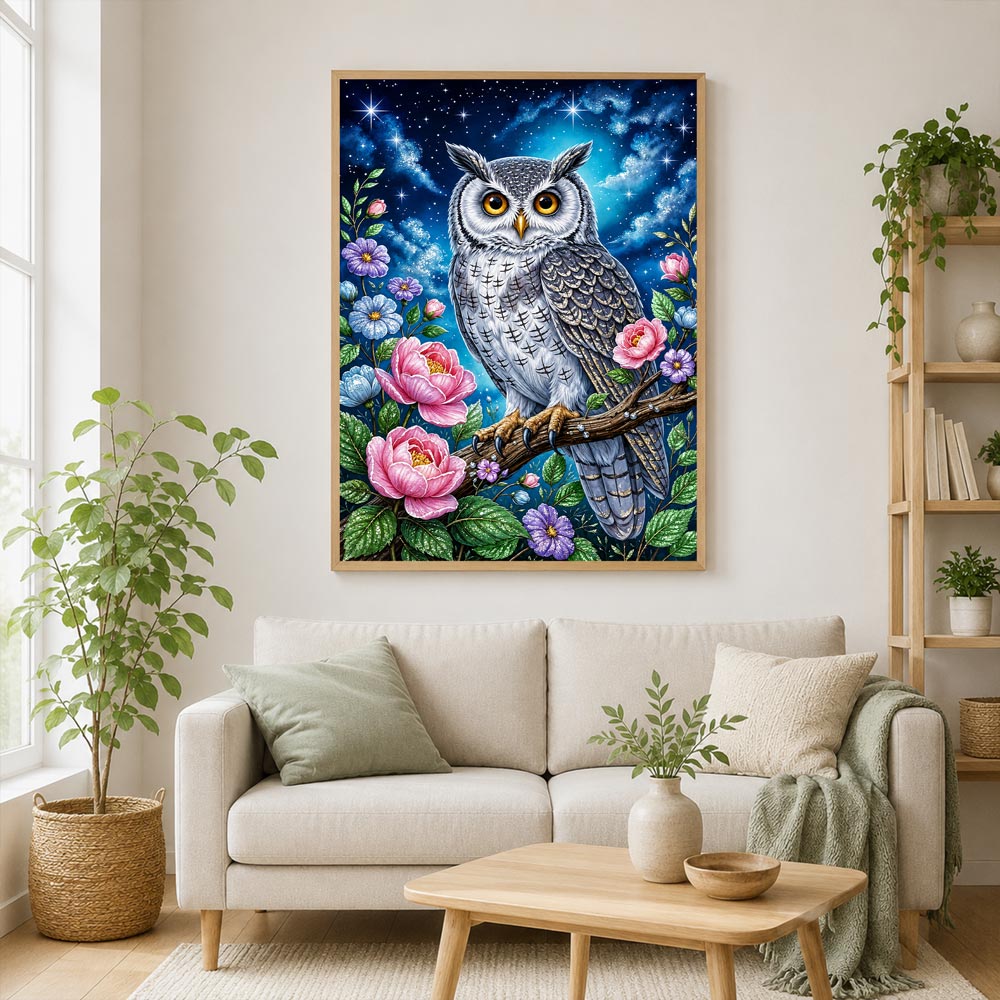 5D Diamond Painting – Eule unter dem Sternenhimmel