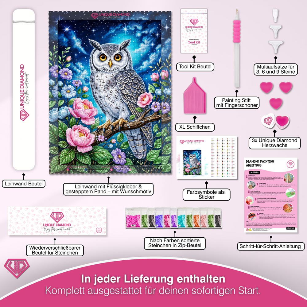 5D Diamond Painting – Eule unter dem Sternenhimmel