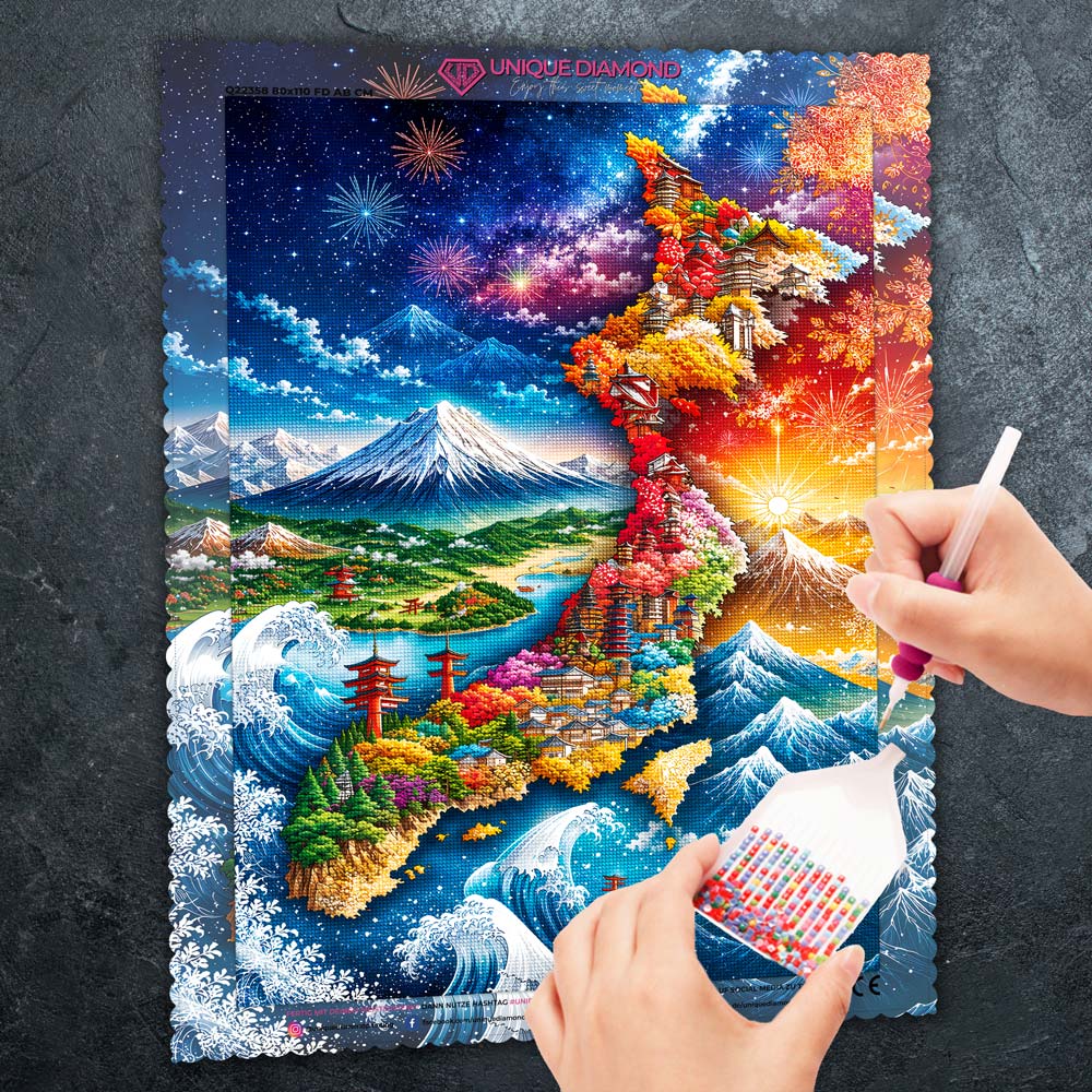 5D Diamond Painting – Fantasiekarte Japans der vier Jahreszeiten