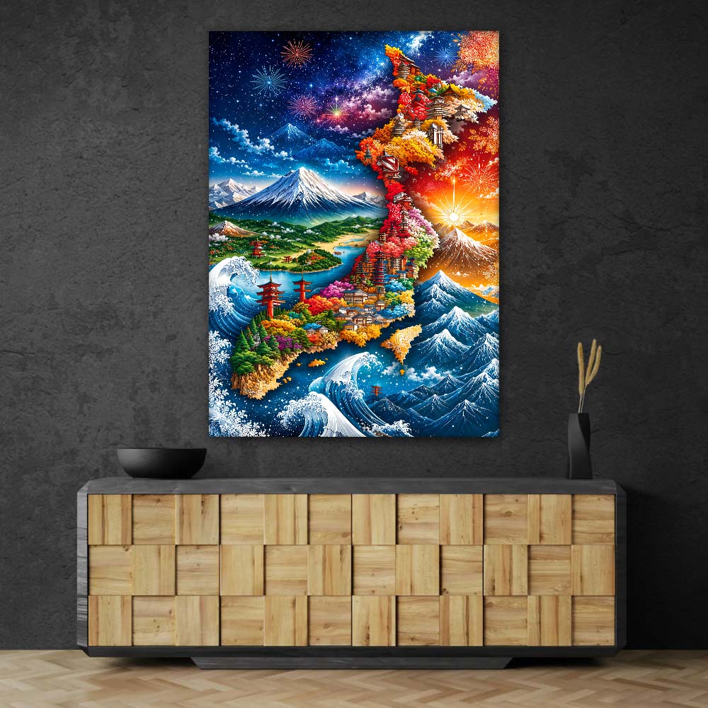 5D Diamond Painting – Fantasiekarte Japans der vier Jahreszeiten