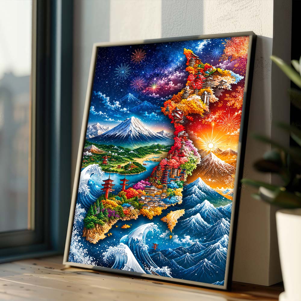 5D Diamond Painting – Fantasiekarte Japans der vier Jahreszeiten