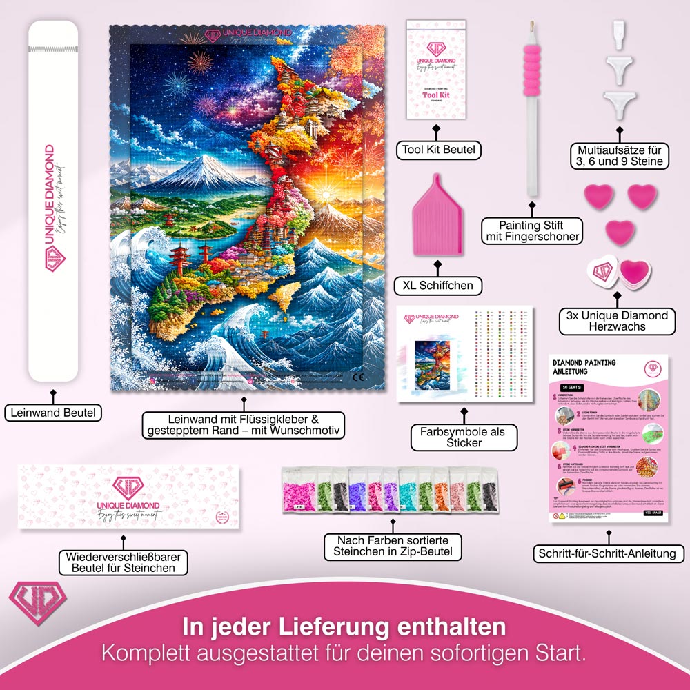 5D Diamond Painting – Fantasiekarte Japans der vier Jahreszeiten