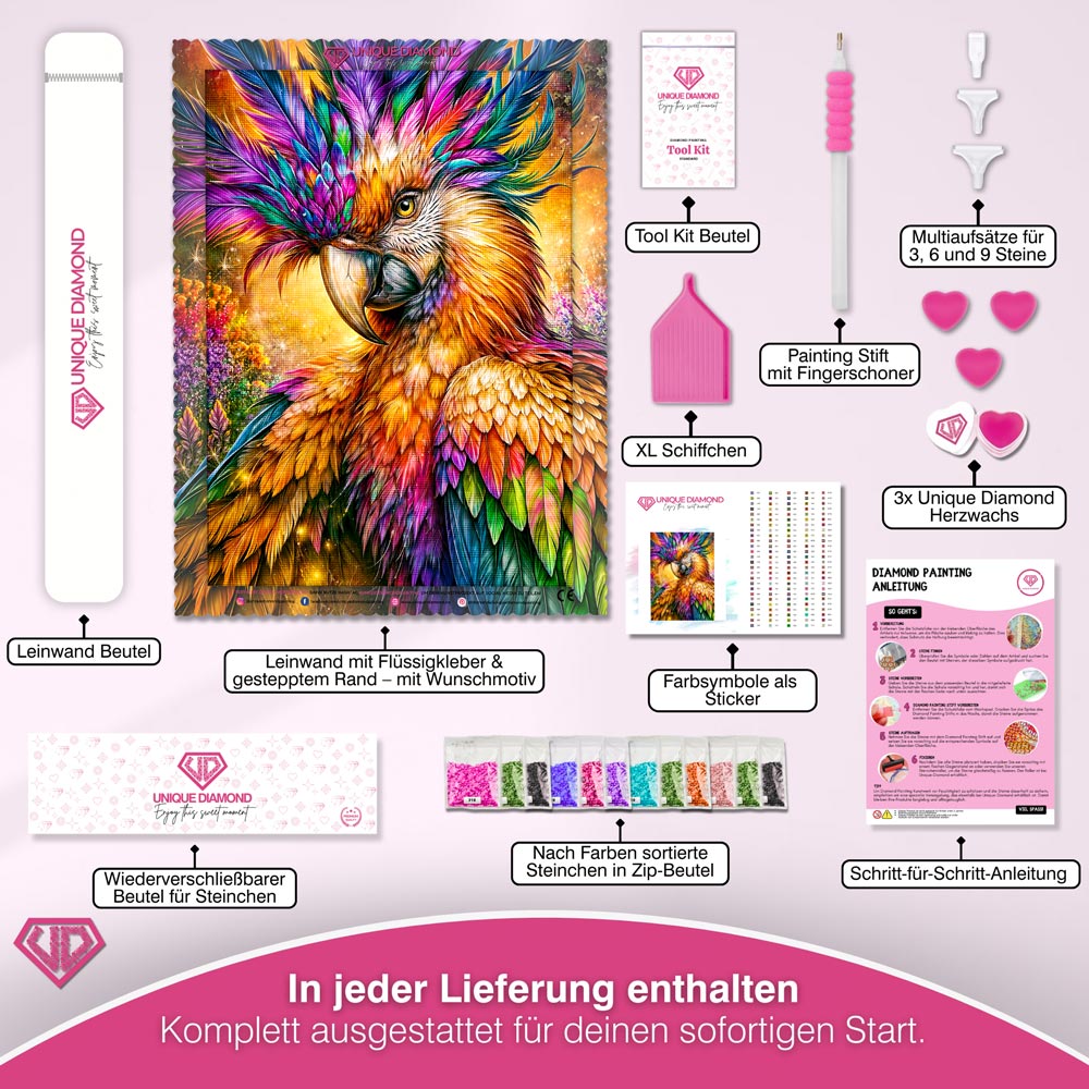 5D Diamond Painting – Farbenkrone des Tropenhimmels