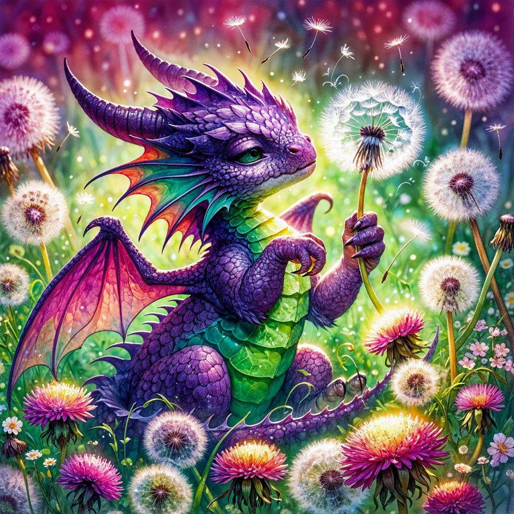 5D Diamond Painting – Faylin – Der Pusteblumen-Drache Unique-Diamond