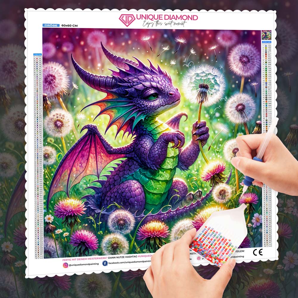 5D Diamond Painting – Faylin – Der Pusteblumen-Drache Unique-Diamond