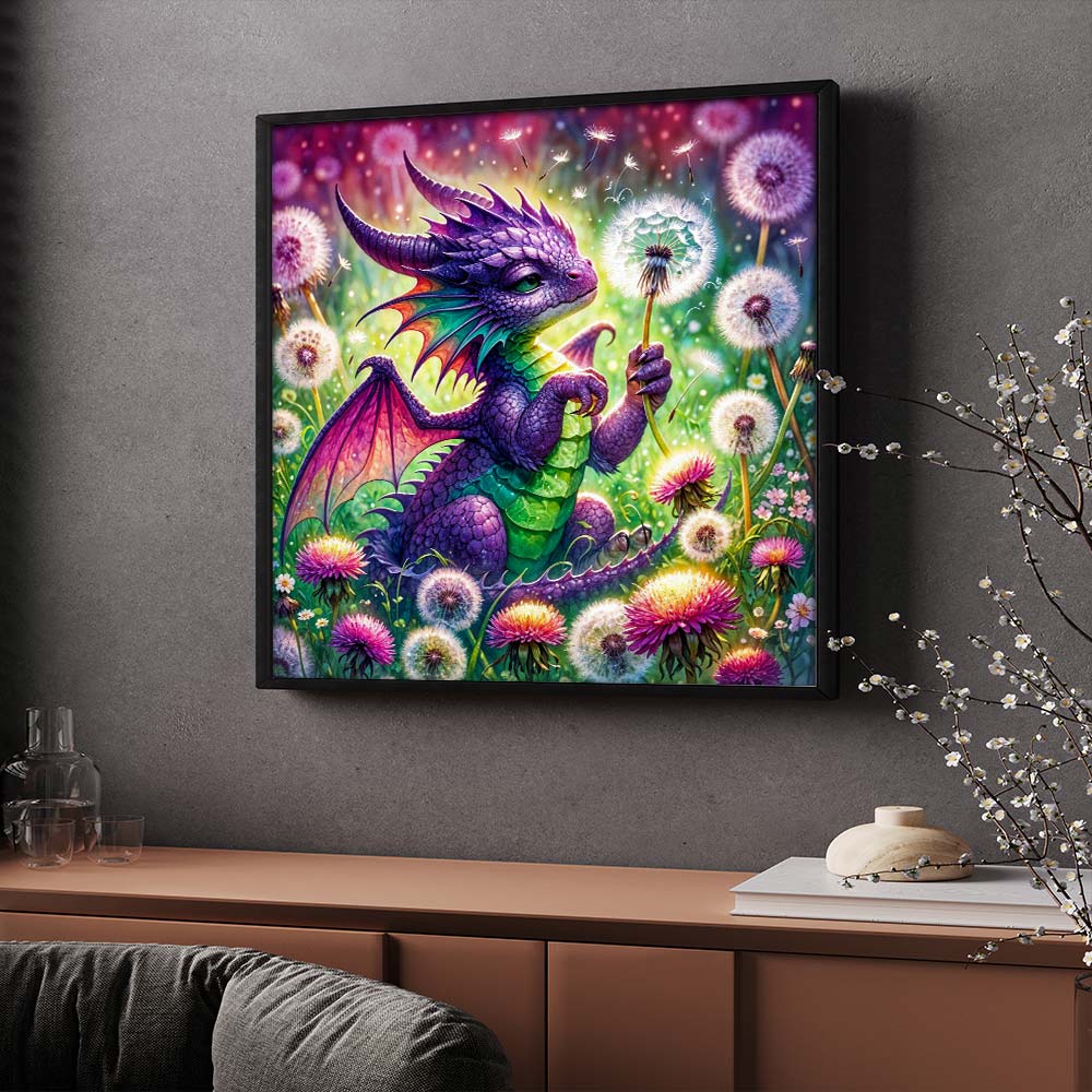 5D Diamond Painting – Faylin – Der Pusteblumen-Drache Unique-Diamond