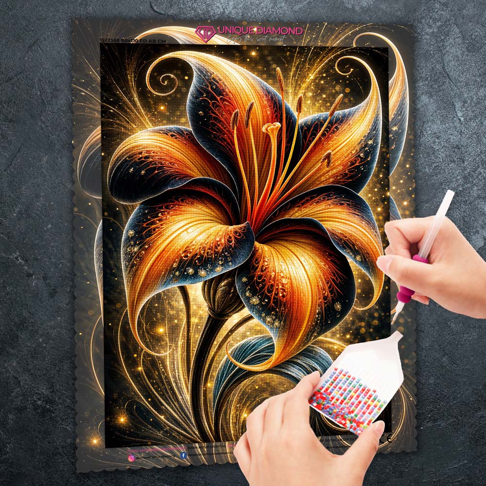 5D Diamond Painting – Feuerlilie der Sternennacht