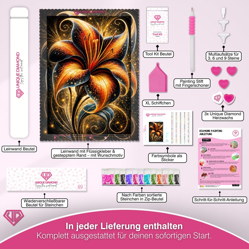 5D Diamond Painting – Feuerlilie der Sternennacht
