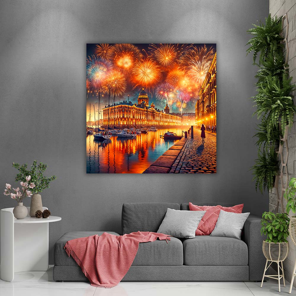 5D Diamond Painting – Feuerwerk über der Goldstadt Unique-Diamond