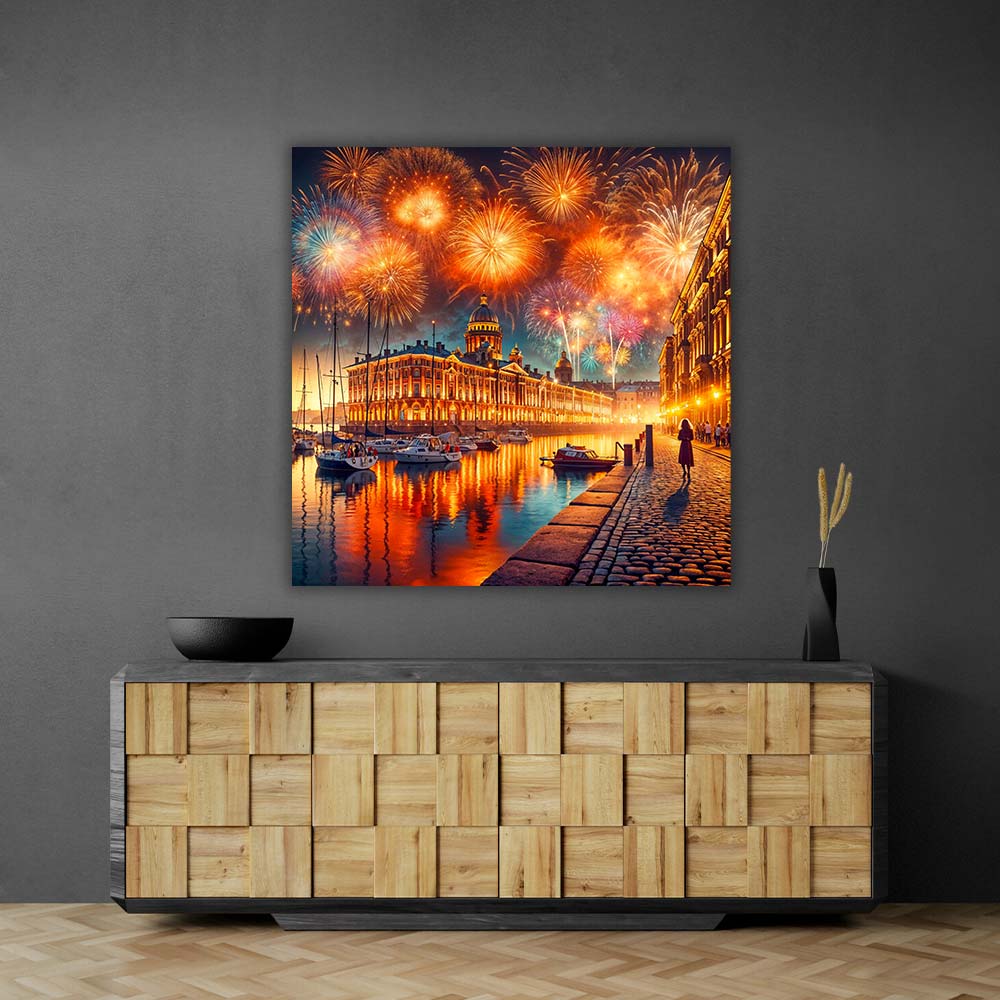 5D Diamond Painting – Feuerwerk über der Goldstadt Unique-Diamond