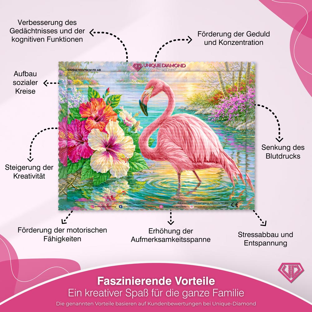 5D Diamond Painting – Flamingo im Hibiskusparadies