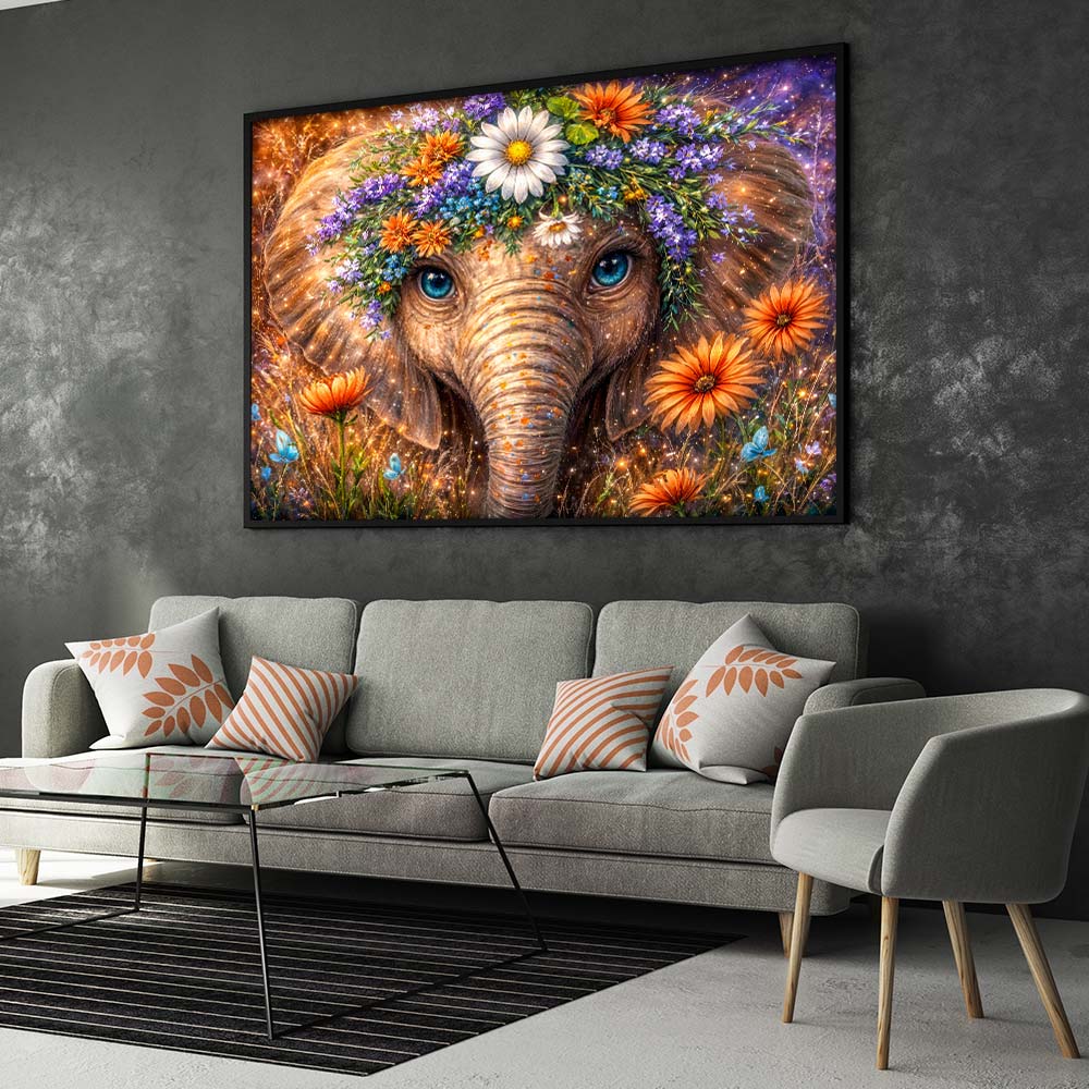 5D Diamond Painting – Floral Elephant Spirit