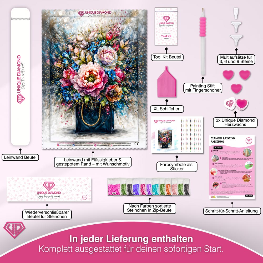 5D Diamond Painting – Florale Harmonie der Blütenpracht