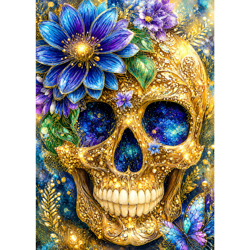 5D Diamond Painting – Florale Vanitas in Azur und Gold | Unique Diamond