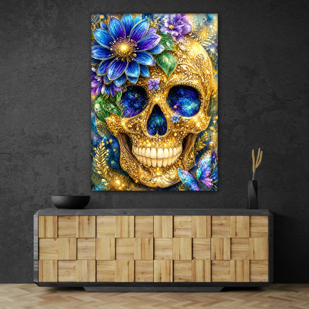 5D Diamond Painting – Florale Vanitas in Azur und Gold