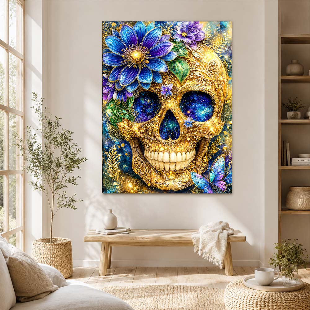 5D Diamond Painting – Florale Vanitas in Azur und Gold