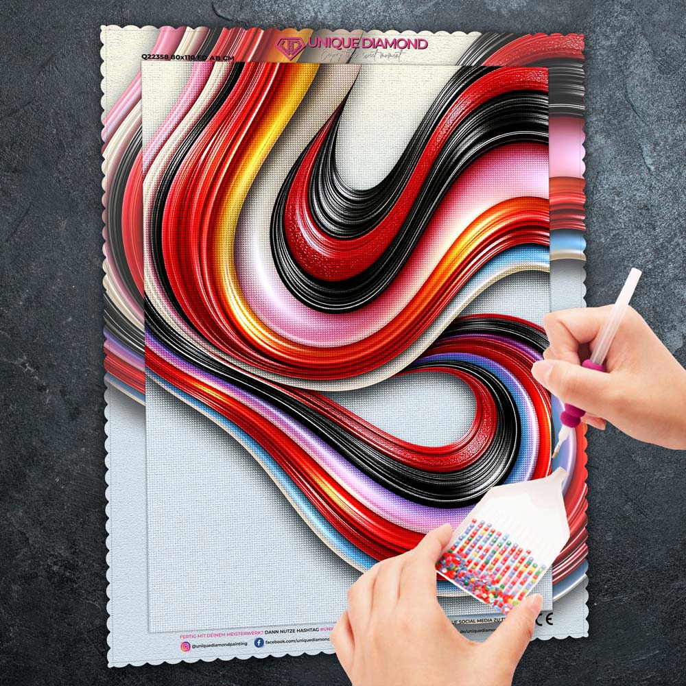 5D Diamond Painting – Fluss der Karminlinien
