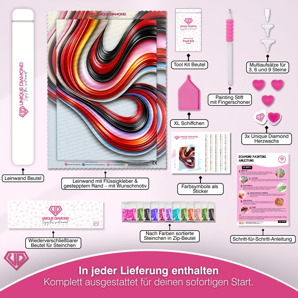 5D Diamond Painting – Fluss der Karminlinien