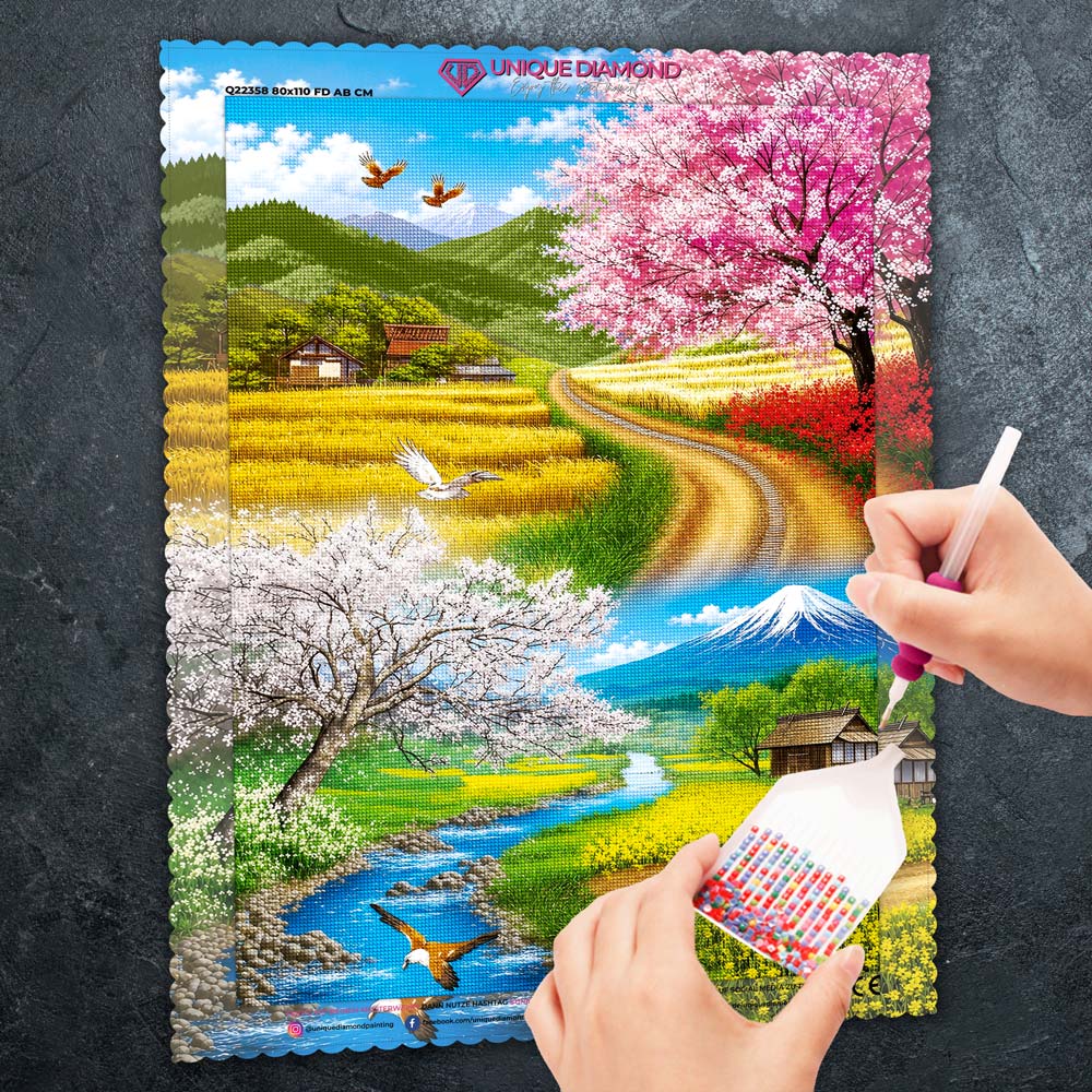 5D Diamond Painting – Frühlingspfade am Fuji