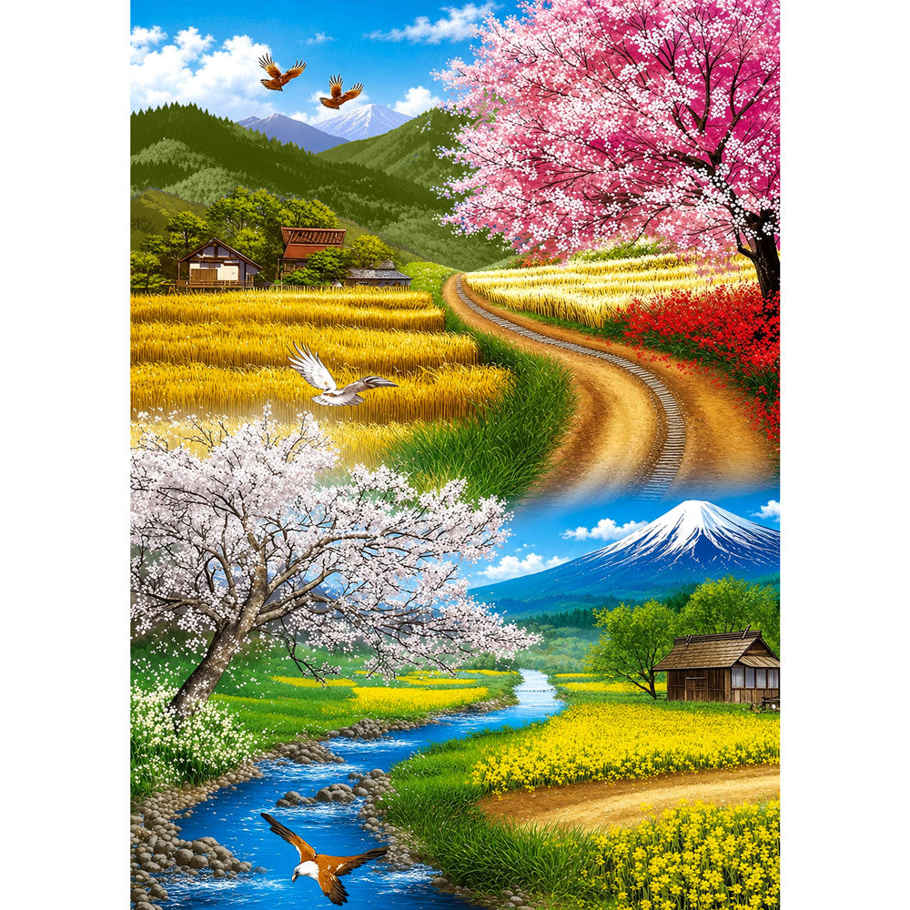 5D Diamond Painting – Frühlingspfade am Fuji | Unique Diamond